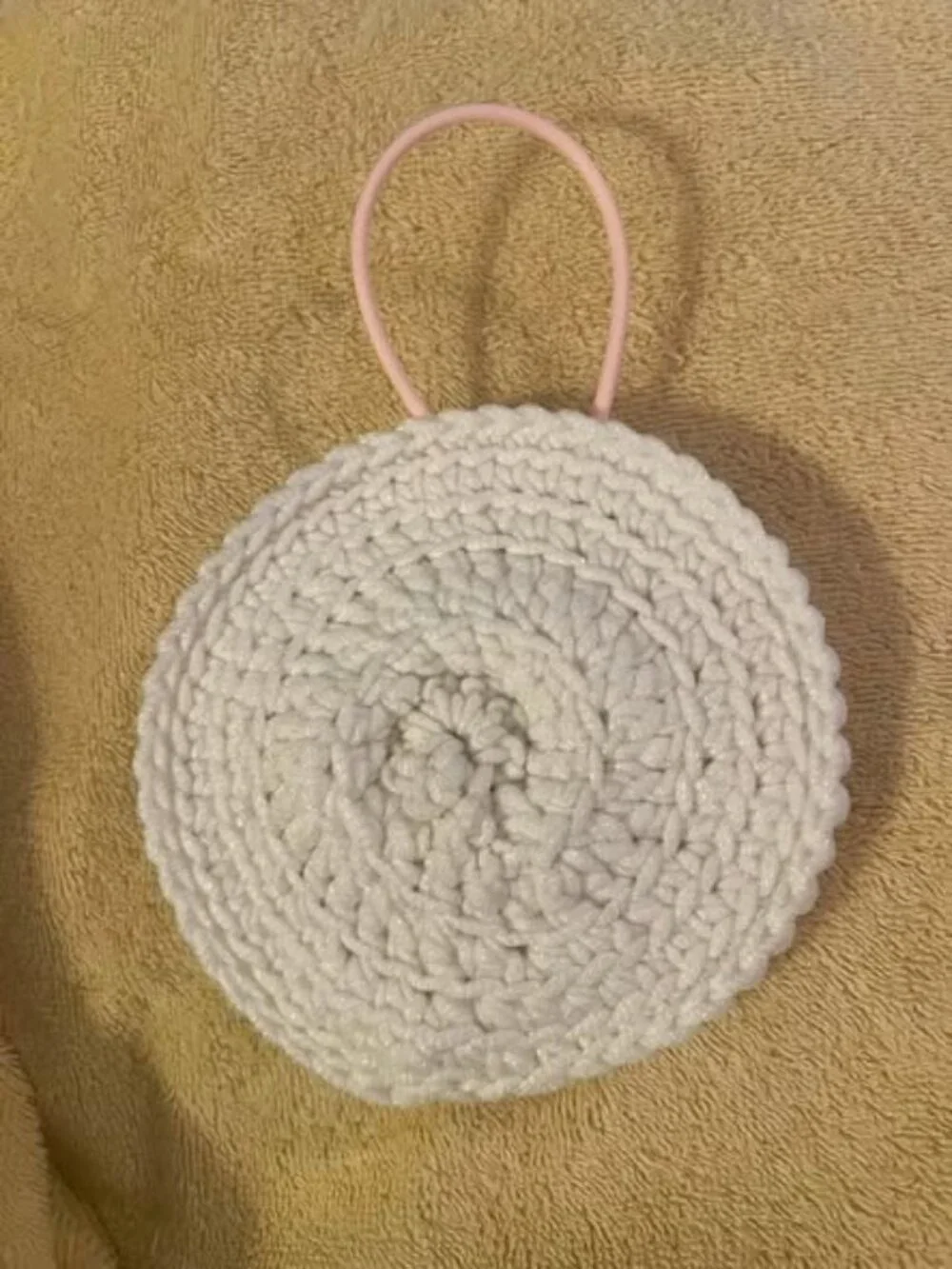 Body Exfoliator - White - Washable - Made w/Scrubology Yarn (Designed for dishes